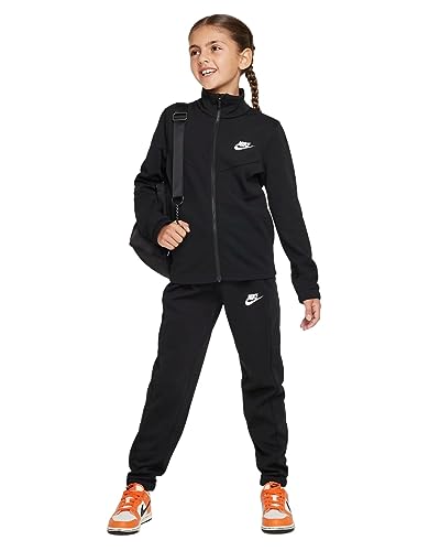 NIKE K NSW Tracksuit Poly FZ HBR, Negro/Negro/Blanco, 9-10 años Unisex