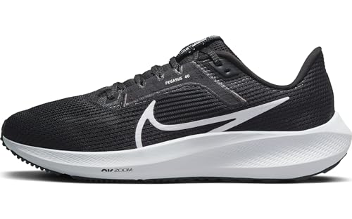 NIKE W Air Zoom Pegasus 40, Sneaker Mujer, Black/White-Iron Grey, 38 EU