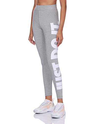 NIKE W NSW Essntl Gx HR Lggng JDI Leggings, Mujer, Dk Grey Heather/White, S