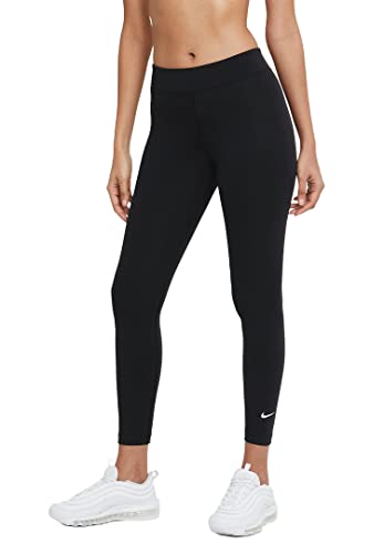 Nike W NSW ESSNTL LGGNG 7/8 LBR MR Leggings, Black/(White), M Womens