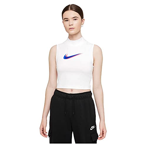 NIKE W NSW Tank Mock PRNT Vest, White, M Women's