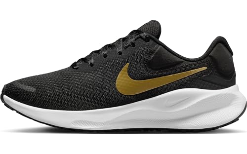 Nike W Revolution 7, Bajo Mujer, Black/Metallic Gold-White-Dk Smoke Grey, 38 EU