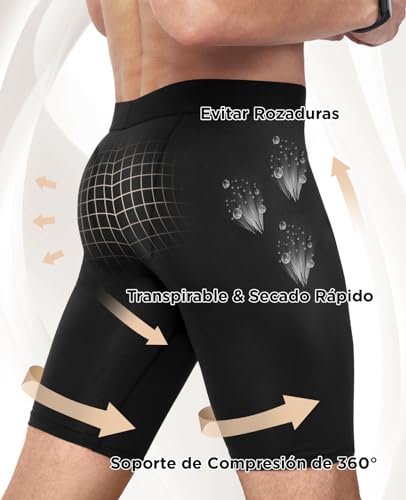 Niksa Mallas Cortas Running Hombre Pantalones Cortos de Compresión para Deporte, Fitness, Gym Negro Medium