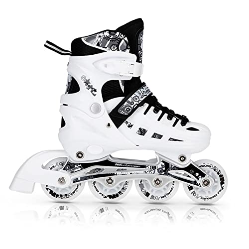 Nils Twinkle ABEC7 - Juego de Patines en línea (4 en 1, con Luces LED, Tallas 31-34, Ajustables), Color Blanco