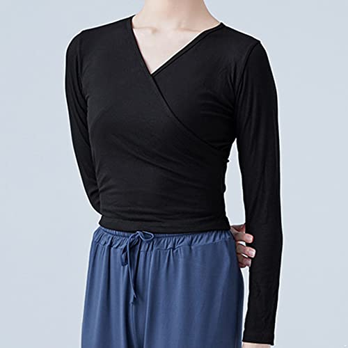 Nimiya Chaqueta Danza Ballet Baile Latino Mujer Top Manga Larga Elegante Cárdigan Capa Abrigo Yoga Gimnasia Bolero Abrigo Corto Disfraz de Bailarina para Vestido Negro S