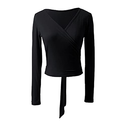 Nimiya Chaqueta Danza Ballet Baile Latino Mujer Top Manga Larga Elegante Cárdigan Capa Abrigo Yoga Gimnasia Bolero Abrigo Corto Disfraz de Bailarina para Vestido Negro S