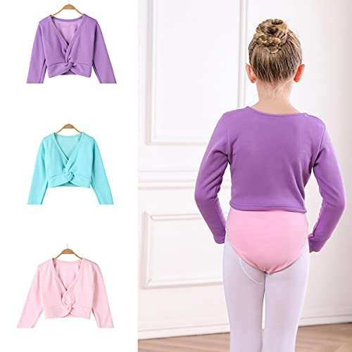 Niñas clásico de Manga Larga Wrap Top Ballet Dance Cardigan Yoga Gimnasia Ropa Deportiva 100 Negro 3-4 años