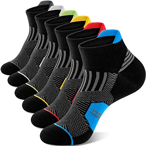 Niofind Calcetines Tobilleros de Algodon para Hombre Mujer, Calcetines Cortos Transpirables, para Deporte, Running, Ciclismo, 6 Pares 43-46