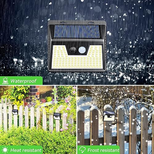 nipify Luces Solares Exterior【4 Paquete/140 LED】 Luz Solar Exterior Con Sensor De Movimiento Luz Solar Exterior Jardin IP65 Impermeable Focos Led Exterior Solares Para Jardín, Garaje, Calle, Patio