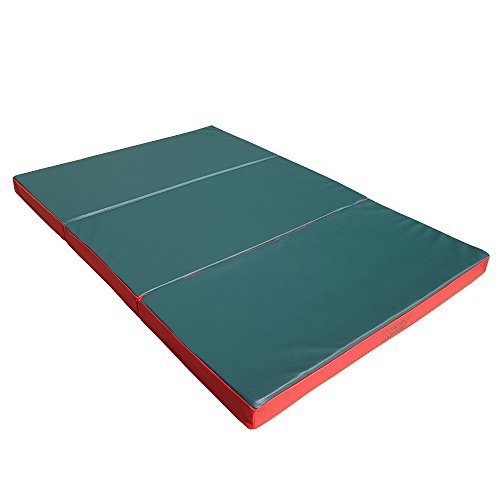 NiroSport - Colchoneta de caída de 150 x 100 x 8 cm plegable alfombra de entrenamiento para ejercicios fitness estera deportiva Gym Mat impermeable - Verde/Rojo