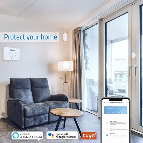 Nivian - Sistema de Alarma para Casa y Negocios Sin Cuotas Mensuales | Kit de Alarma WiFi/gsm | Control Remoto a través de App Tuya | Fácil Instalación Sin Cables | hasta 60 detectores