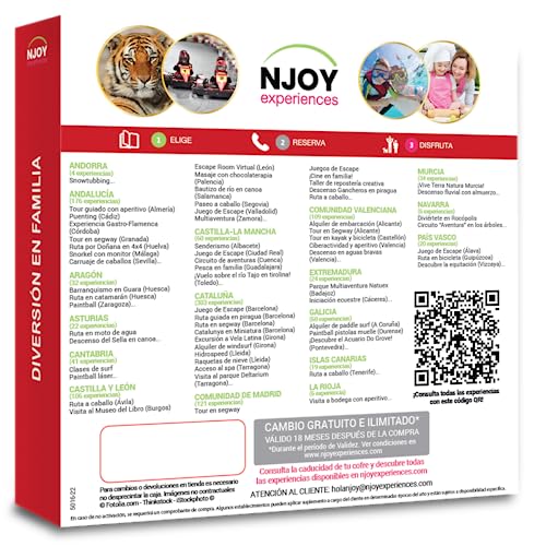 NJOY Experiences - Caja Regalo - DIVERSIÓN EN FAMILIA - Más de 1130 experiencias para familias a escoger