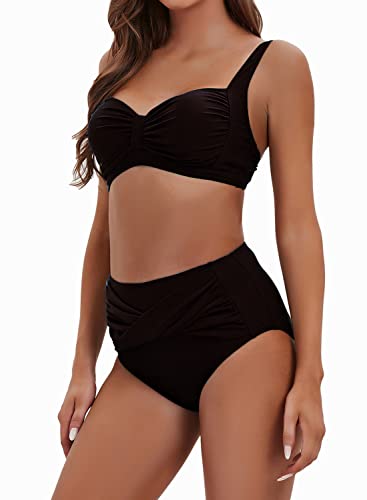 NLAND Conjuntos De Bikini para Mujer Bikini Push-up Acolchado Cintura Alta Torcida Pantalones Cortos De Baño De Barriga Bikini De 2 Piezas Traje De Baño De Playa