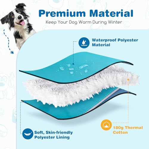 Nobleza Abrigo para Perro Impermeable, Chaquetas Abrigada de Invierno para Perros Mediano Grande, Ropa Reflectante para Perros, Chaleco para Perros Resistente al Viento (Azul, XL)