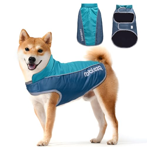 Nobleza Abrigo para Perro Impermeable, Chaquetas Abrigada de Invierno para Perros Mediano Grande, Ropa Reflectante para Perros, Chaleco para Perros Resistente al Viento (Azul, XL)