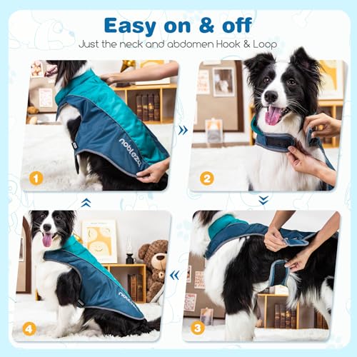 Nobleza Abrigo para Perro Impermeable, Chaquetas Abrigada de Invierno para Perros Mediano Grande, Ropa Reflectante para Perros, Chaleco para Perros Resistente al Viento (Azul, XL)