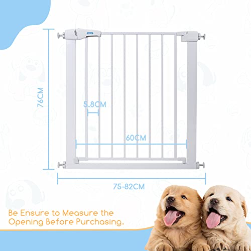 Nobleza - Barrera de Seguridad para Niños con Sistema de Cierre Automático, Sin Necesidad de Taladrar, Barrera de presión para bebés y Perros para escaleras y Puertas, Apertura de 75-82 cm, Blanco