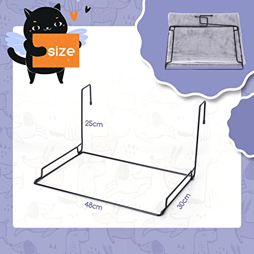 Nobleza Cama de Radiador para Gatos y Perros,Calentito Suave de Felpa Cama para Mascotas,con extraíble Resistente y Duradero Marco de Metal,Gris,48 * 30 * 25cm