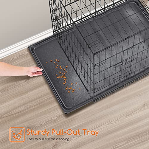 Nobleza - Jaula Metálica para Perros,61x42x48,5cm,Jaula para Mascotas con 2 Puertas, Bandeja Base de Plástico Resistente a la Masticación y Asa de Transport - Negro