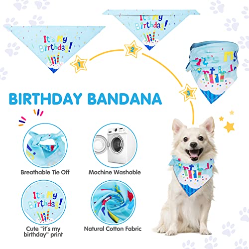 Nobleza - Set de Cumpleaños para Mascotas, Triángulo de Pañuelo de Cumpleaños para Perros,Sombrero Pañuelo Banner de Cumpleaños para Perros, para La Decoración de La Fiesta de Cumpleaños de Mascotas