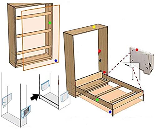 NOBLJX Bricolaje Murphy Wall Bed Springs Mecanismo Kit de Hardware, Soporte de Cama de Montaje Vertical de Servicio Pesado, Dentro de 9 resortes Premium para el hogar, Hotel Moderno, etc