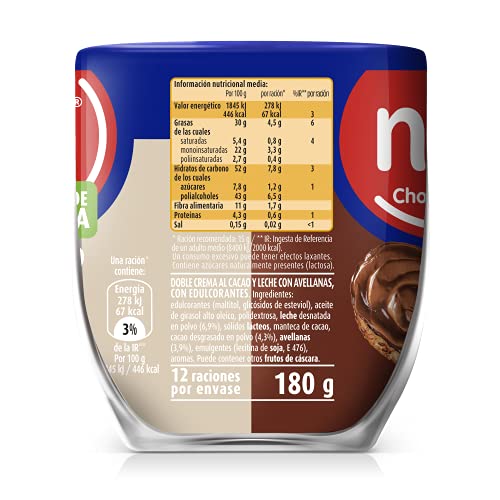 Nocilla Chocoleche 0% Azucare anadidos sin Aceite de Palma, 180g