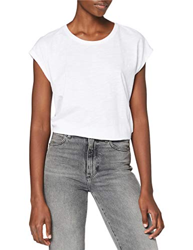 NOISY MAY Mujer Mathilde Top Deportivo Manga Corta Casual Blanco Brillante S