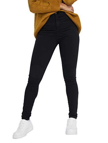 Noisy May Nmella Super Hw Jeans Gu304 Noos Vaqueros, Negro (Black), M Mujer