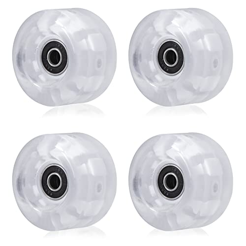 nonmon 4Pcs Ruedas Luminosas de Patines Cuatro Skateboard 58mm 82A, Luces LED PU Wheel con Rodamientos 608RS ABEC-9 Cojinetes, Requesto Set para Patines en Paralelo Quad Skates Monopatín - Colorido