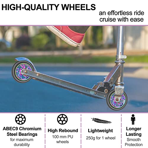 NONMON Ruedas de Patinete Scooter 100 mm, 2 Piezas PU Ruedas de Repuesto con Rodamientos ABEC 9 para Stunt Scooter Freestyle Profesionales Clásicos Patinete de Acrobacias Trucos, Unisex Adulto