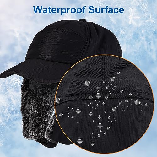 nonmon Sombrero de Trampero Unisex Invierno, Hombre Mujer Gorros de Aviador Caliente Ruso Bombardero con Orejeras y Cara Protector Desmontable, Prueba de Viento Impermeable para Esquí Aire Libre