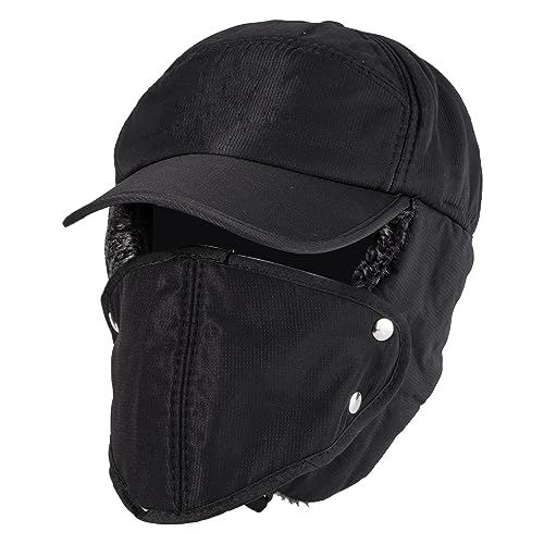 nonmon Sombrero de Trampero Unisex Invierno, Hombre Mujer Gorros de Aviador Caliente Ruso Bombardero con Orejeras y Cara Protector Desmontable, Prueba de Viento Impermeable para Esquí Aire Libre