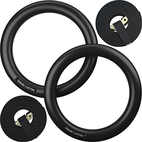 Nordic Lifting Anillos de Gimnasia con Correas - Alta Resistencia para Crossfit, Gimnasia - El Mejor Set de Gimnasia olímpica para casa - El plástico PC Ofrece Mayor Resistencia Que la Madera.