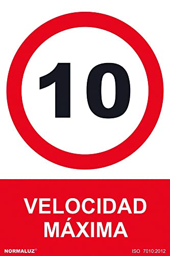 Normaluz RD40077 - Señal Velocidad Máxima 10 PVC Glasspack 0,7 mm 21x30 cm con CTE, RIPCI