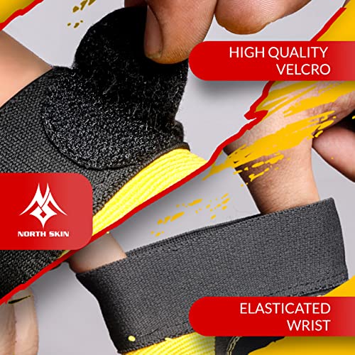 NORTH SKIN Guantes de trabajo de seguridad sin dedos, flexibles, resistentes, pintura de carpintero, antideslizante, protección de palma, guantes de camping para hombres y mujeres (2 medio dedo, S)