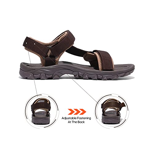 NORTIV 8 Sandalias Hombre Verano para Aire Libre Deportivas Playa Antideslizantes Zapatos Sandalias con Punta Abierta Zapatos de Senderismo MARRÓN LANGDO-2-E Talla 45 (EUR)