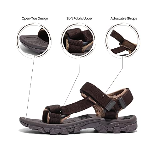 NORTIV 8 Sandalias Hombre Verano para Aire Libre Deportivas Playa Antideslizantes Zapatos Sandalias con Punta Abierta Zapatos de Senderismo MARRÓN LANGDO-2-E Talla 45 (EUR)