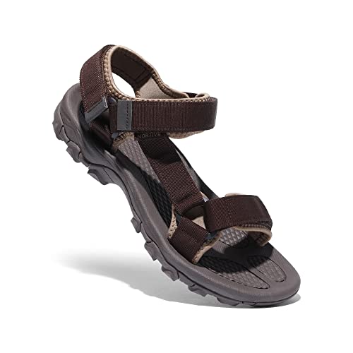 NORTIV 8 Sandalias Hombre Verano para Aire Libre Deportivas Playa Antideslizantes Zapatos Sandalias con Punta Abierta Zapatos de Senderismo MARRÓN LANGDO-2-E Talla 45 (EUR)