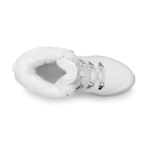 NORTIV8 Botas Nieve Botas Mujer Invierno con Cordones para Mujer Impermeable Forro de Piel Sintética Botas de Suela Antideslizante BLANCO SNSB229W-E Talla 40 (EUR)