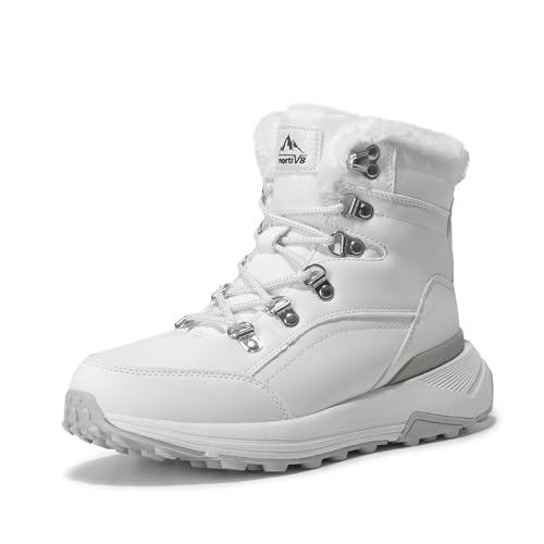 NORTIV8 Botas Nieve Botas Mujer Invierno con Cordones para Mujer Impermeable Forro de Piel Sintética Botas de Suela Antideslizante BLANCO SNSB229W-E Talla 40 (EUR)