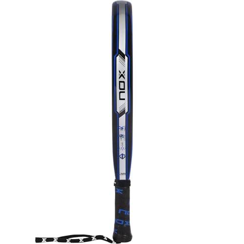 NOX - Pala de Pádel X-One Blue Ex - Superficie Rugosa y Forma Redonda - Material Fibra de Vidrio 3K, Marco 70% Carbono y Goma HR3 - Nivel Intermedio - Peso 360-370 gr - Ancho 38mm - Color Azul