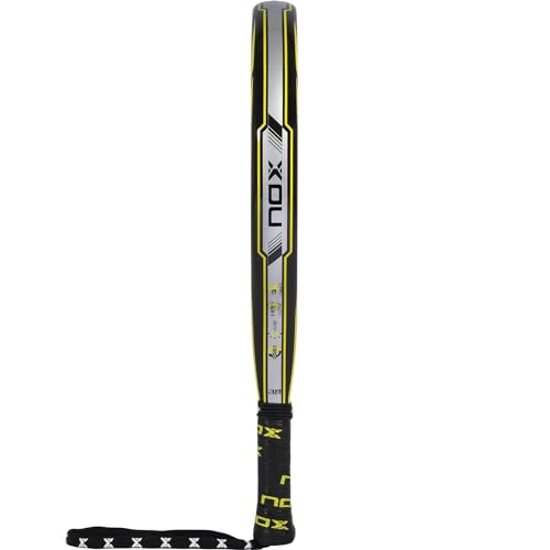 NOX - Pala de Pádel X-One Yellow/Green Ex - Superficie Rugosa y Forma Redonda - Fibra de Vidrio 3K Ambas Caras y Goma HR3 - Nivel Intermedio - Peso 360-370 gr - Ancho 38mm - Color Amarillo