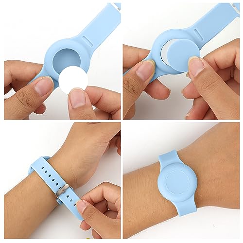 NQEUEPN Pulsera Niños para Airtag, Resistente al Agua Pulsera GPS Niños para Airtag Ajustable Suave Pulsera para Airtag Silicona para Niños Pequeños GPS Seguimiento Etiquetado (Azul Claro)