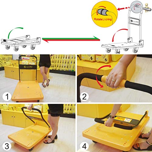 N&S - Carro de transporte (350 kg, plegable, con una sola mano, ruedas silenciosas)