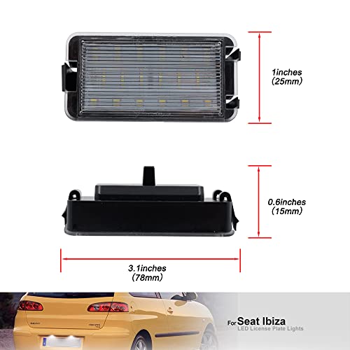 NSLUMO 2 luces LED para matrícula, luces LED para matrícula, compatibles con Seat Ibiza Cordoba Leon Toledo 1M Arosa, luces LED para matrícula, lámpara de estacionamiento para coche