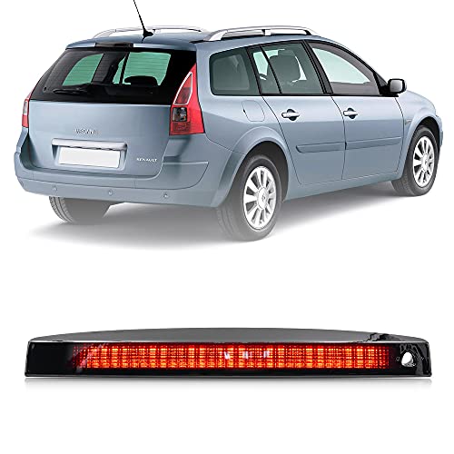 NSLUMO Lente ahumada LED roja tercera luz de freno para Ren/ault Megane II MK2 Estate lámpara de parada central trasera de montaje alto, OEM #: 8200175538