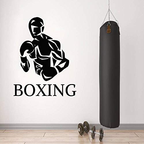 NSRJDSYT Postura del Boxeador Silueta Pegatina de Pared calcomanía calcomanía Boxeo Gimnasio Arte de la Pared decoración 57x75cm