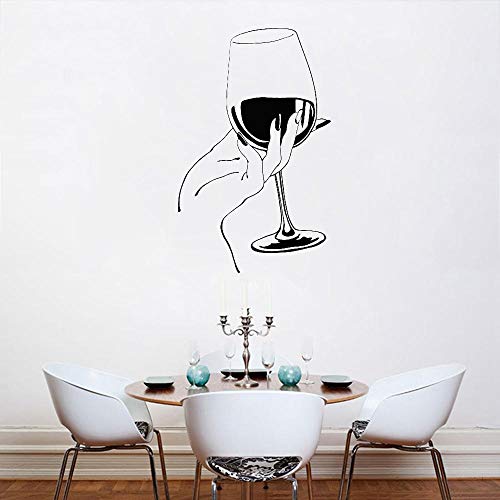 NSRJDSYT Restaurante Bar Etiqueta de la Pared Copa de Vino Pegatinas de Pared de Mano Vinilo extraíble para Cocina Comedor Bar Decoración Mural 42x27cm