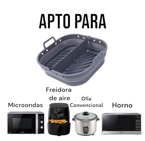 Nu Shop Zone Pack de Molde Silicona Freidora de Aire con separador, con 3 accesorios: pincel, espátula y pinza, bandeja freidora aire 23 x 22 cm, Moldes para freidora de aire