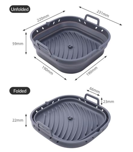 Nu Shop Zone Pack de Molde Silicona Freidora de Aire con separador, con 3 accesorios: pincel, espátula y pinza, bandeja freidora aire 23 x 22 cm, Moldes para freidora de aire